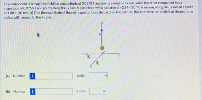 One Component Of A Magnetic Field Has A Magnitude Of 0 0373 T And Points Along The X Axis While The Other Component Ha 1