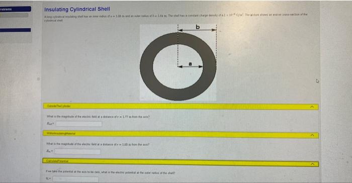 Topic If Homework Problem 3 Insulating Cylindrical Shell Ang Dating Whet Has An Immer Auf A What The Magnitude Of The H 2