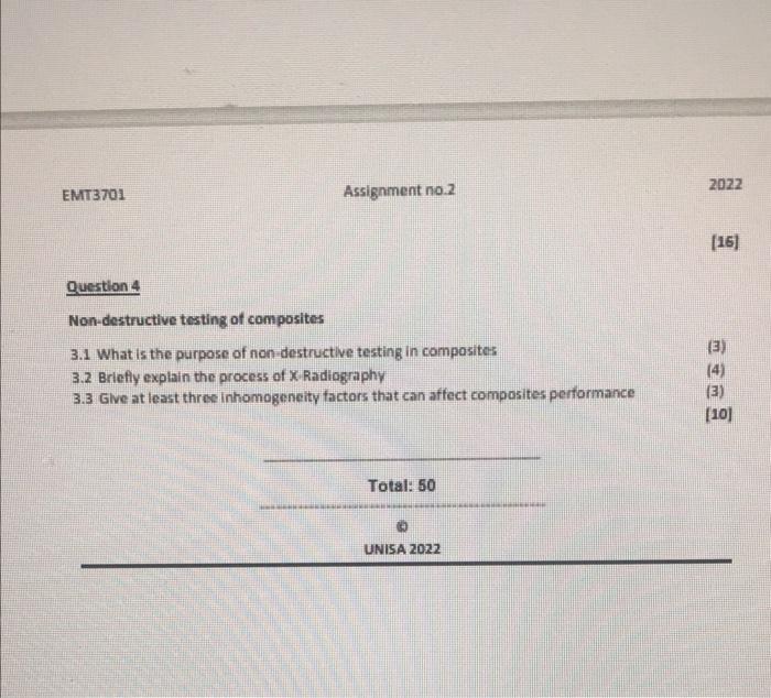 Emt701 Augment 2022 Questions Damage In Composites 11 A Unidirectional Pony Composite Pate Having A Contra Through Thick 2