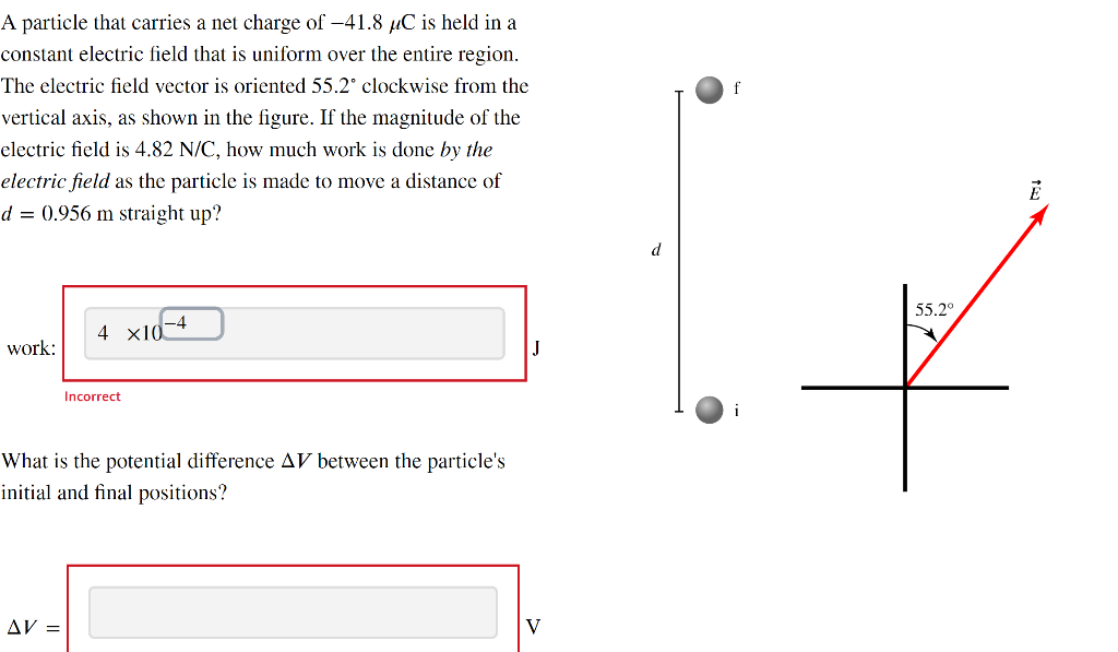 A Particle That Carries A Net Charge Of 41 8 Uc Is Held In A Constant Electric Field That Is Uniform Over The Entire Re 1