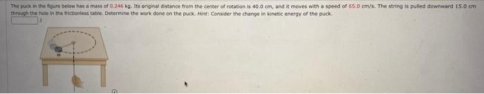 The Puck In The Figure Below Has A Mass Of 0 246 Kg Its Original Distance From The Center Of Rotation Is 40 0 Cm And I 1