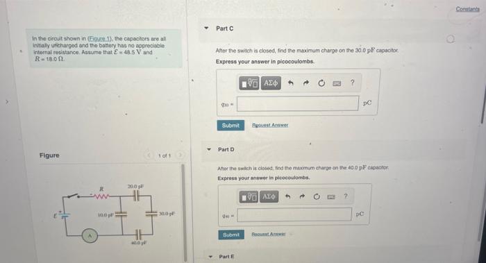 In The Circuit Shown In Eigure 11 The Capacitors Are All Initially Uncharged And The Battery Has No Appreciable Intern 2