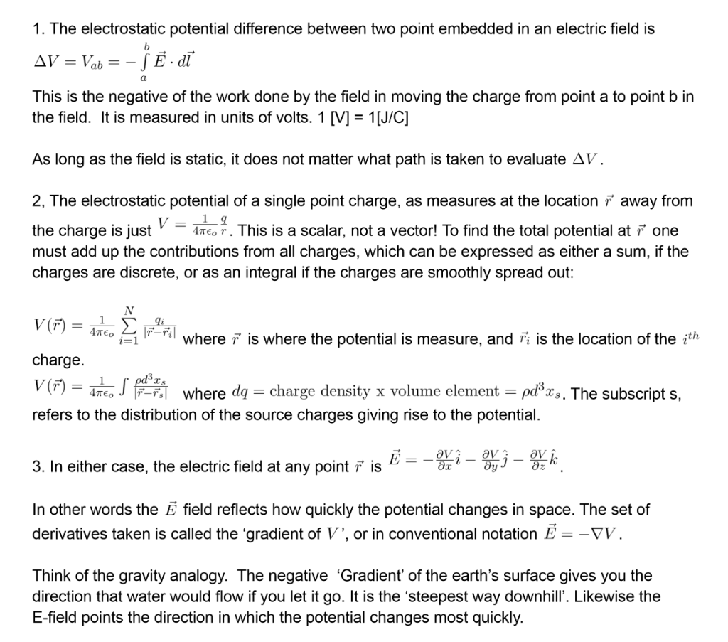 1 The Electrostatic Potential Difference Between Two Point Embedded In An Electric Field Is B Av Vab Je Di A This I 1