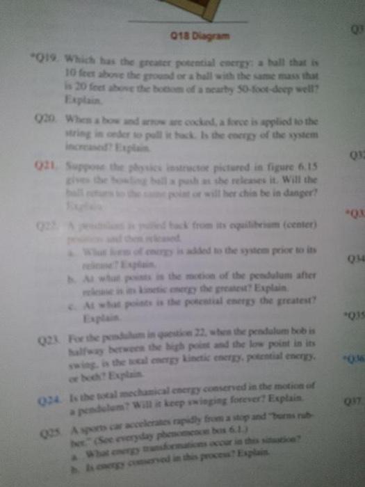 018 Diagram Q19 Which Has The Greater Potential Energy A Ball That Is 10 Feet Above The Ground Or A Hall With The Sam 1