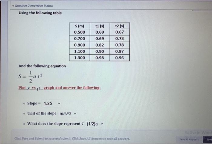 Question Completion Status Using The Following Table And The Following Equation 1 S S M 0 500 0 700 0 900 1 100 1 30 1