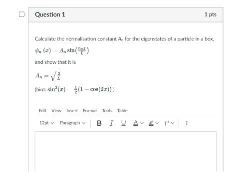 Quantum Mechanics Question Please Help 1