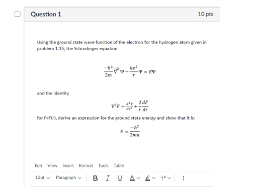 Quantum Physics Question Please Help 1