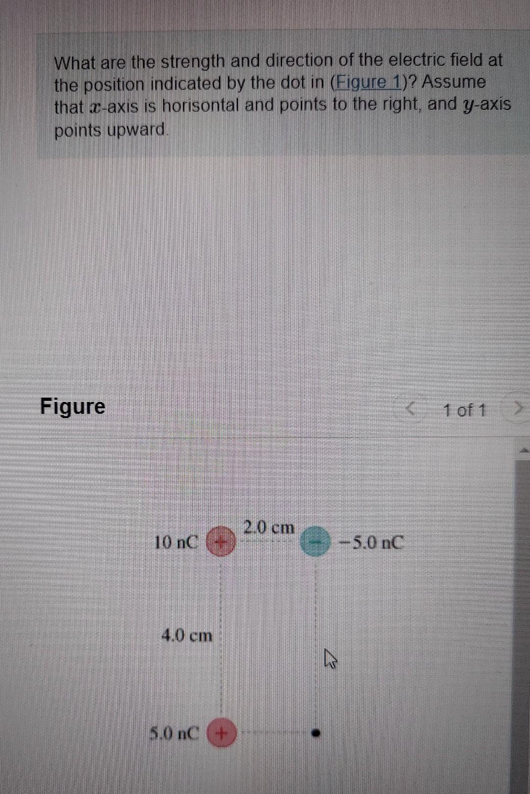What Are The Strength And Direction Of The Electric Field At The Position Indicated By The Dot In Eigure 1 Assume Tha 1