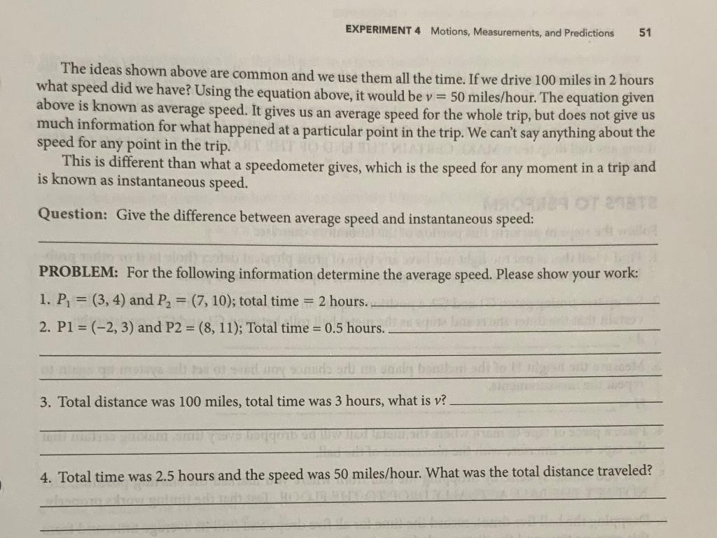 Experiment 4 Motions Measurements And Predictions 51 The Ideas Shown Above Are Common And We Use Them All The Time If 1