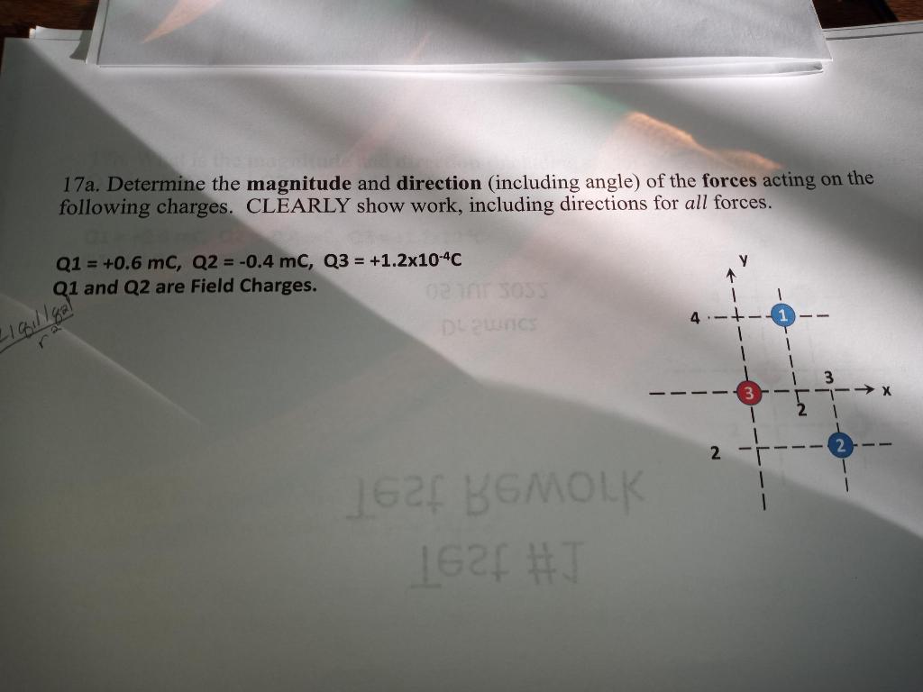 17a Determine The Magnitude And Direction Including Angle Of The Forces Acting On The Following Charges Clearly Show 1