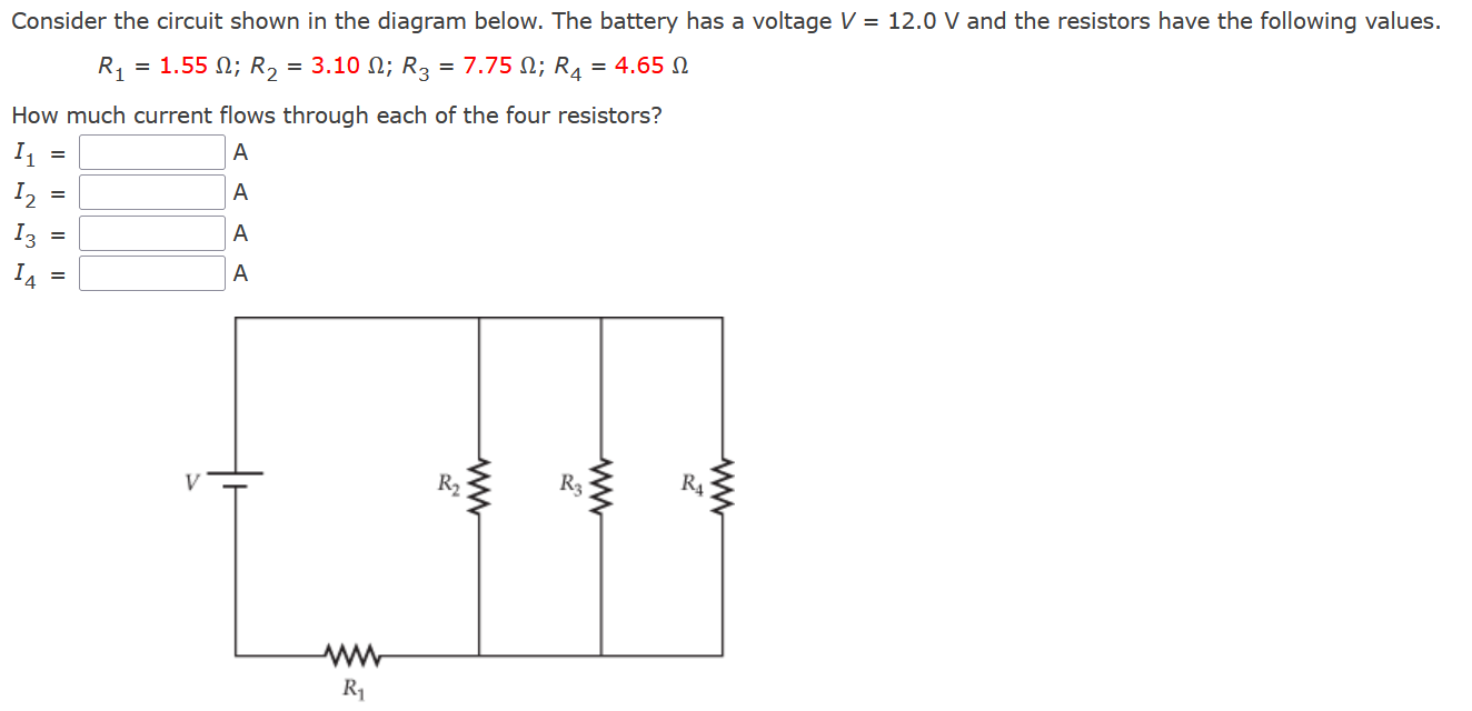 Consider The Circuit Shown In The Diagram Below The Battery Has A Voltage V 12 0 V And The Resistors Have The Followi 1