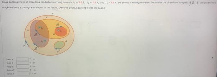 Cross Sectional Views Of Three Long Conductors Carrying Currents I 3 8a 12 28 A And 13 4 A Are Shown In The Figure B 1