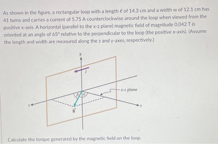 As Shown In The Figure A Rectangular Loop With A Length E Of 14 3 Cm And A Width W Of 12 1 Cm Has 41 Turns And Carries 1