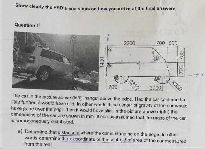 Show Clearly The Fbd S And Steps On How You Arrive At The Final Answers Question 1 2200 700 500 1400 700 700 23 R350 R3 1