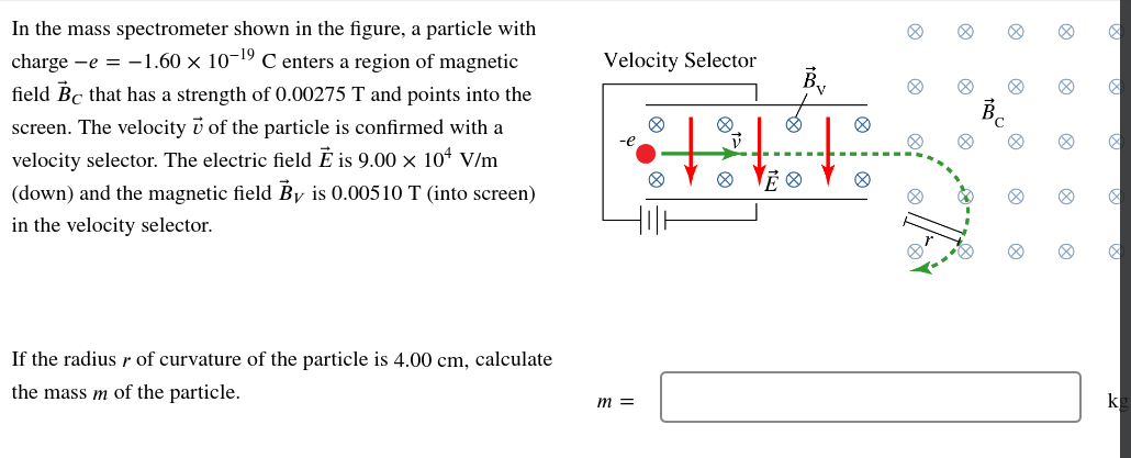 In The Mass Spectrometer Shown In The Figure A Particle With Charge E 1 60 10 9 C Enters A Region Of Magnetic Fi 1