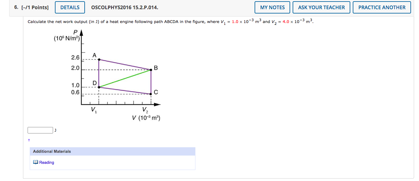6 1 Points Details Oscolphys2016 15 2 P 014 Additional Materials Reading Calculate The Net Work Output In J Of A 1
