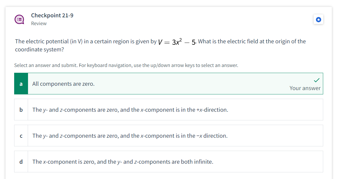 The Electric Potential In V In A Certain Region Is Given By V 3x 5 What Is The Electric Field At The Origin Of The 1