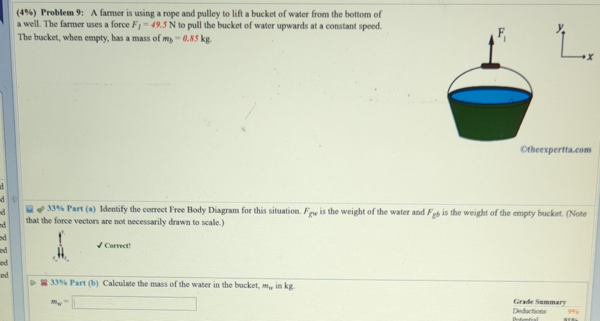 Ed Ed Ed Ed Ed Ed 4 Problem 9 A Farmer Is Using A Rope And Pulley To Lift A Bucket Of Water From The Bottom Of A Wel 1
