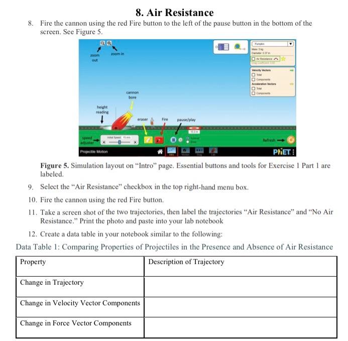Procedure Part 1 Trajectory Path With Air Resistance 1 You Do Not Need To Write Up A Full Lab Report For This Lab 2 2