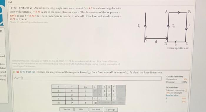 Is Sted Beted Leted Leted Pleted Pleted Pm 14 Problem 2 An Infinitely Long Single Wire With Current 4 5 A And A Re 1