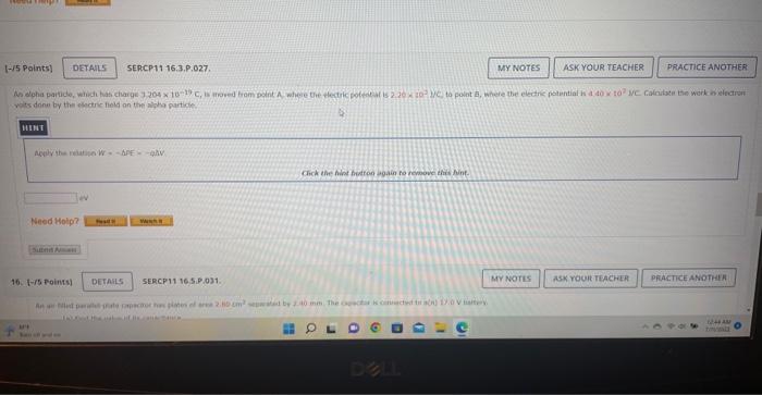 How 5 Points Details Sercp11 16 3 P 027 Apply The Relation Wape Gav An Alpha Particle Which Has Charge 3 204 X 10 1