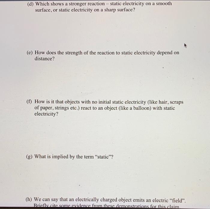 Purpose To Investigate The Phenomenon Of Static Electricity Objectives Phy 112 Activity 1 Static Electricity To Gene 8