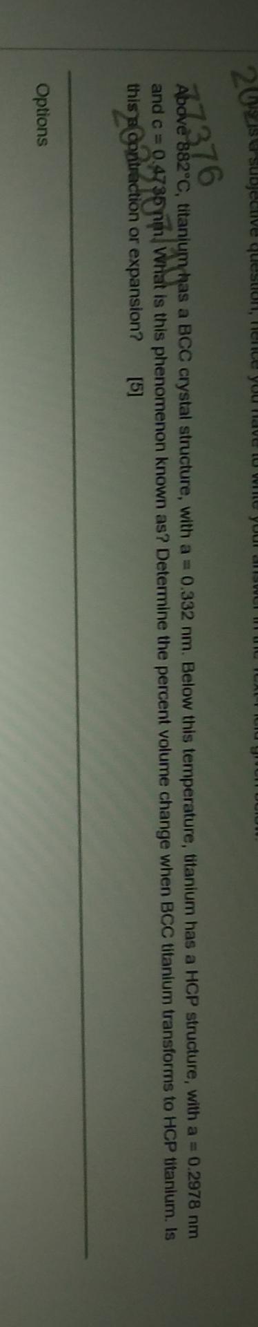 202s Subjective Question Hence You Have To White Your Answerin Ab7376 882 C Titanium Has A Bcc Crystal Structure With 1