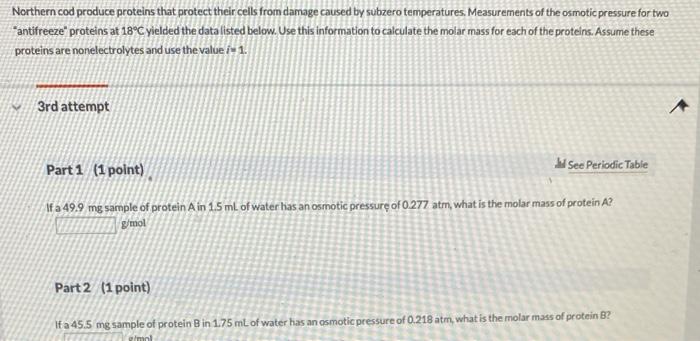 Northern Cod Produce Proteins That Protect Their Cells From Damage Caused By Subzero Temperatures Measurements Of The O 1
