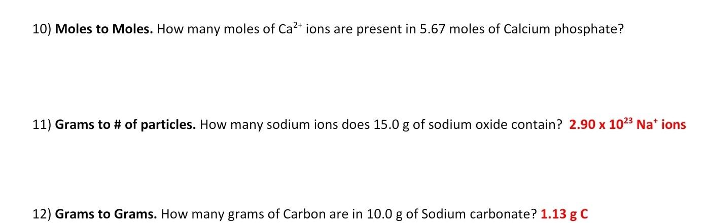 10 Moles To Moles How Many Moles Of Ca Ions Are Present In 5 67 Moles Of Calcium Phosphate 11 Grams To Of Partic 1