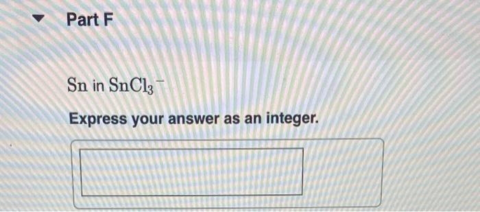 Part B Cr In Bacro4 Express Your Answer As An Integer Re Part C C In Ch3oh Methanol Express Your Answer As An Intege 5