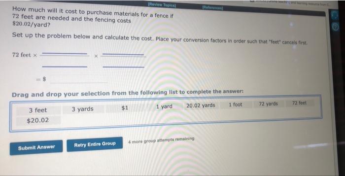 Review Topics How Much Will It Cost To Purchase Materials For A Fence If 72 Feet Are Needed And The Fencing Costs 20 1