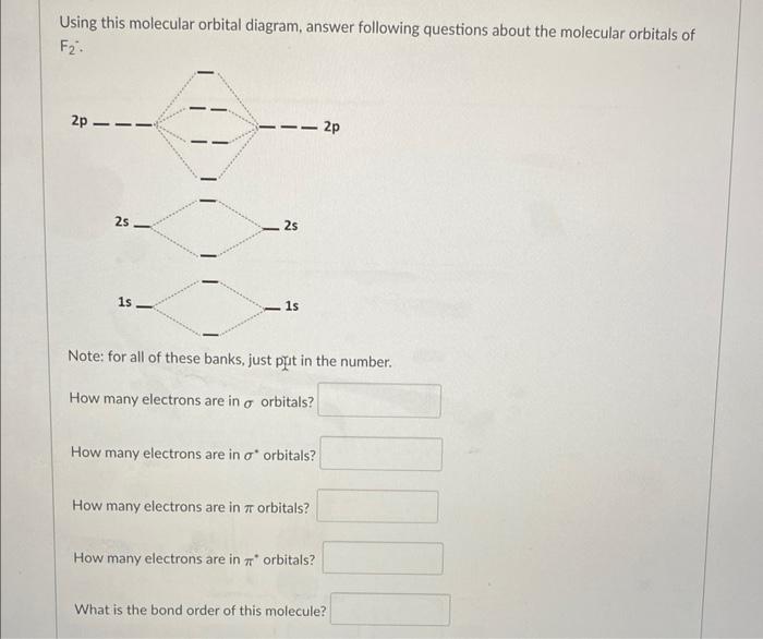Using This Molecular Orbital Diagram Answer Following Questions About The Molecular Orbitals Of F 2p 25 1s 2s 1s No 1