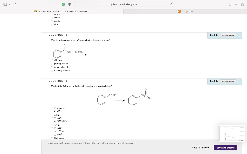G Take Test Exam 3 Summer 22 Summer 2022 Organic Question 17 What Is The Functional Group In The Molecule Below N 2
