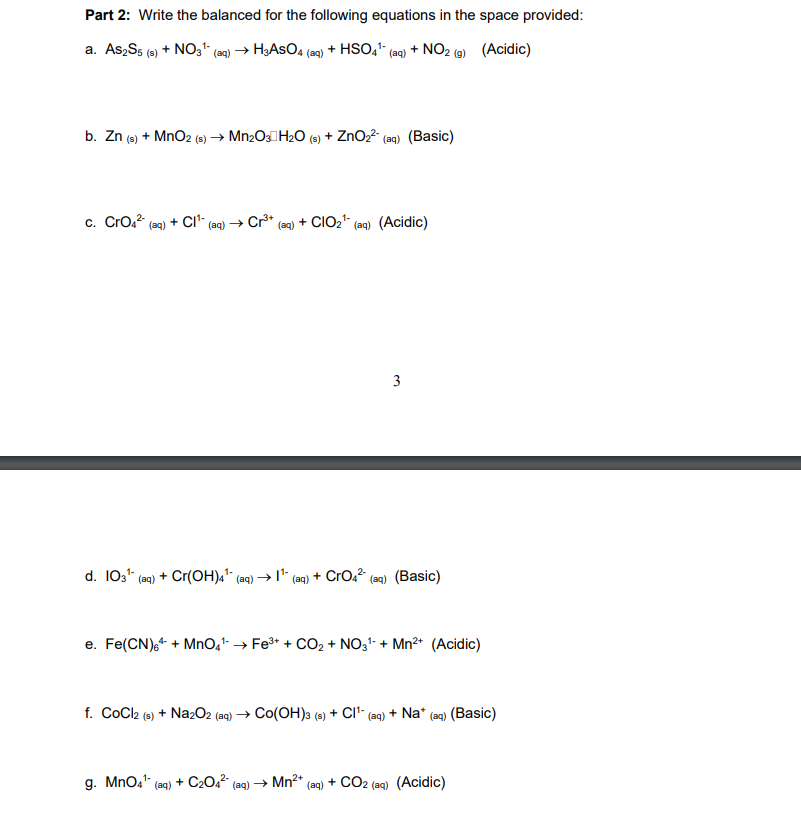 Please Help Oxidization Reduction Reactions 1