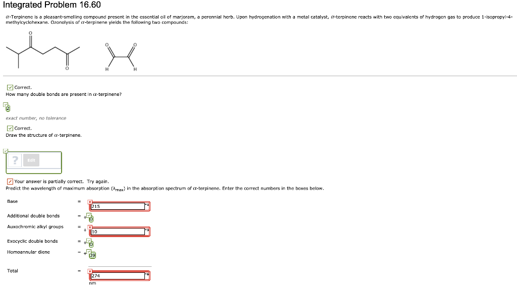 Integrated Problem 16 60 A Terpinene Is A Pleasant Smelling Compound Present In The Essential Oil Of Marjoram Methylcycl 1