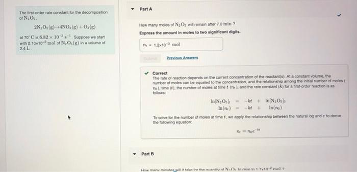 The First Order Rate Constant For The Decomposition Of N O 2n Os G 4no G O G At 70 C Is 6 82 X 10 3 Suppose 4