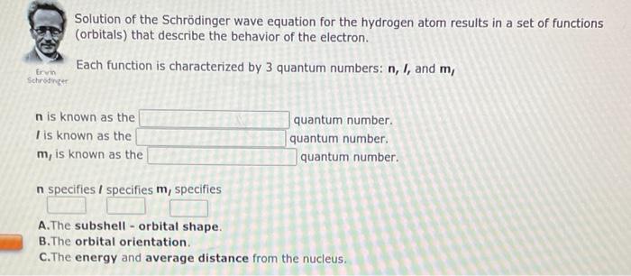 Solution Of The Schrodinger Wave Equation For The Hydrogen Atom Results In A Set Of Functions Orbitals That Describe T 3