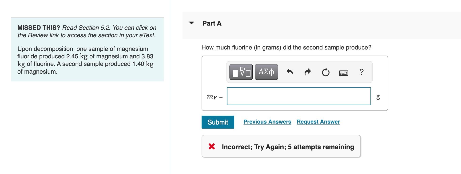 How Much Fluorine In Grams Did The Second Sample Produce 1