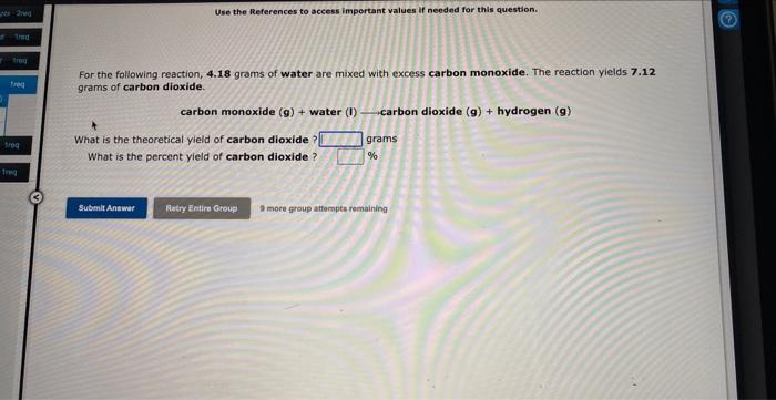 2 Trag Freq Freq Freq Use The References To Access Important Values If Needed For This Question For The Following React 1