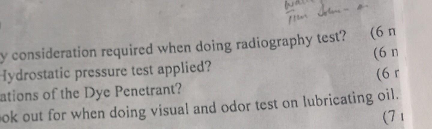 Joten 6 M Y Consideration Required When Doing Radiography Test Hydrostatic Pressure Test Applied 6 N Ations Of The D 1
