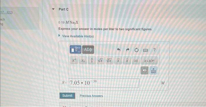 Missed This Read Section 18 5 Eagea 817 822 Calculate The Molar Solubility Of Cux For Which 1 27 X 10 6 In Each Of 2