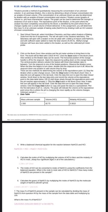6 16 Analysis Of Baking Soda Tations Provide A Method Of Quantitatively Measuring The Concenation Of An Unknown Solutio 1