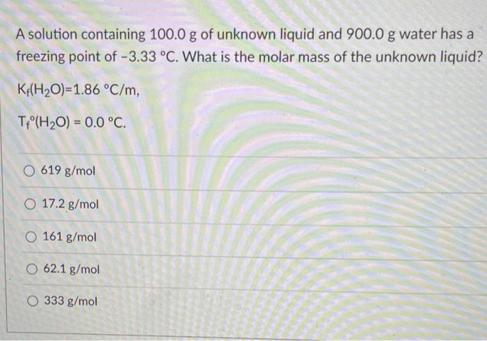 Question 4 At 35 C The Vapor Pressure Of Pure Ethanol Is 103 3 Torr A Solution Is Prepared By Dissolving 65 0 G Of Th 3