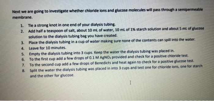 Next We Are Going To Investigate Whether Chloride Ions And Glucose Molecules Will Pass Through A Semipermeable Membrane 1