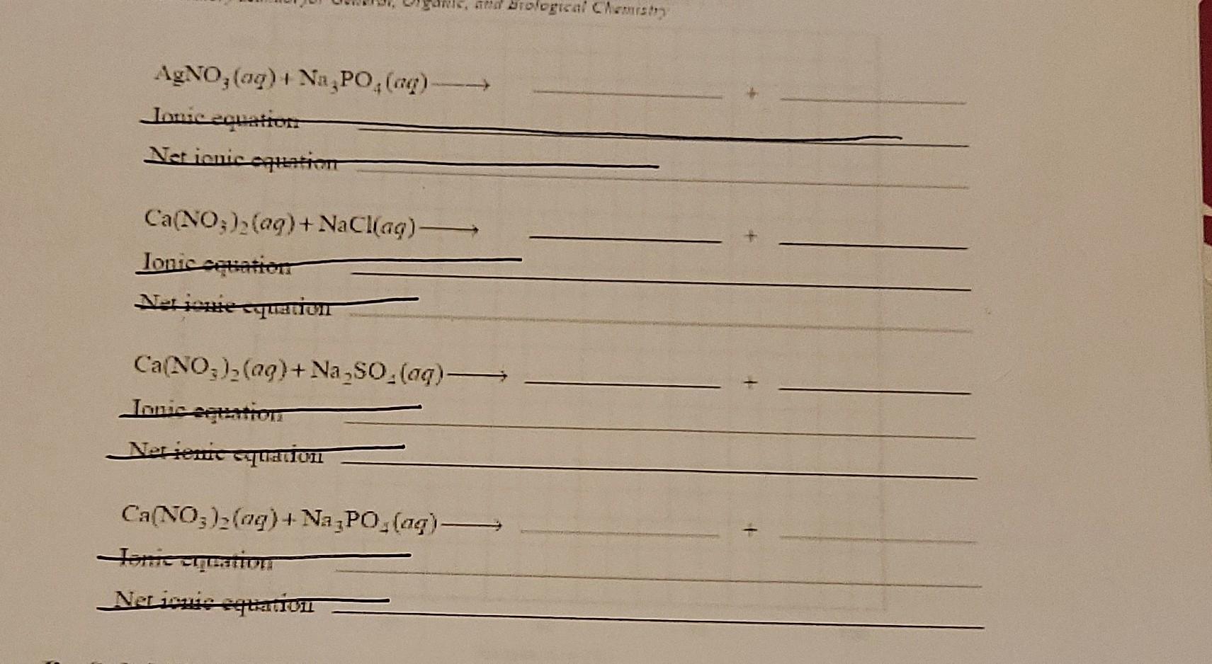 Agno3 Aq Na Po Aq Jonic Equation Net Ionic Equation Ca No3 Aq Nacl Ag Ionic Equation Net Ione Equation C 1