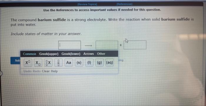 Review Topics References Use The References To Access Important Values If Needed For This Question The Compound Bar 1