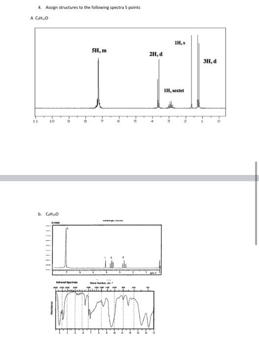 4 Assign Structures To The Following Spectra 5 Points A C H O 11 10 B Caho Pr 1h S 5h M 2h D I H 1h Sext 1