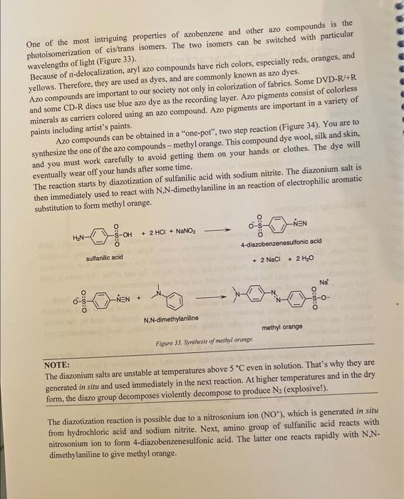 Experiment Synthesis And Characterization Of Azo Dye Methyl Orange Purpose In This Experiment Students Will Explore Dia 2