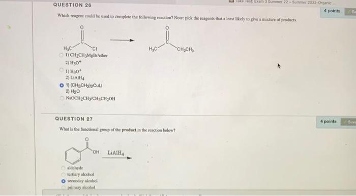 What Is The Functional Group Of The Product In The Reaction Below Pls Answer Both 1