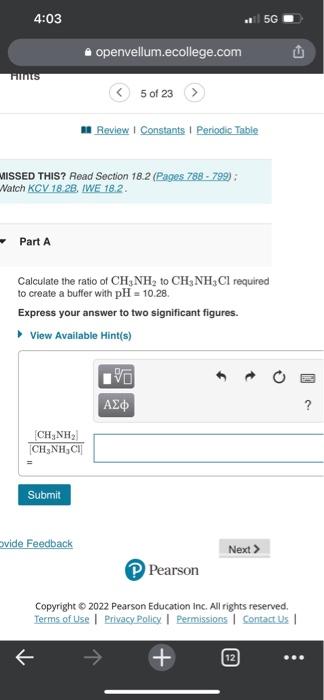 4 03 Hints Part A Missed This Read Section 18 2 Pages 788 799 Watch Kcv 18 28 Iwe 18 2 Ch3nh Ch3nh Ci Submit O 1